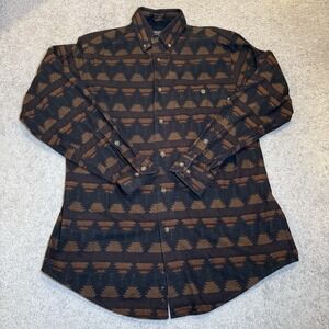 VTG Woolrich Brown Heavy Flannel Long Sleeve Shirt Mens Size Medium Casual Aztec